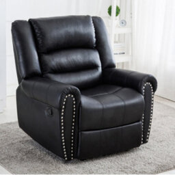 More4Homes Denver Bonded Leather Recliner Armchair W Stud Sofa Home Lounge Chair Reclining (Black) - thumbnail 7
