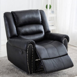 More4Homes Denver Bonded Leather Recliner Armchair W Stud Sofa Home Lounge Chair Reclining (Black)