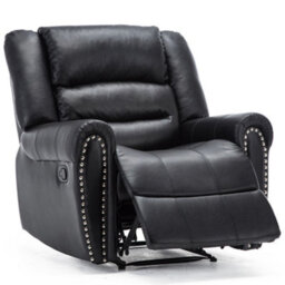 More4Homes Denver Bonded Leather Recliner Armchair W Stud Sofa Home Lounge Chair Reclining (Black) - thumbnail 3