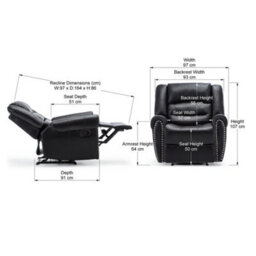 More4Homes Denver Bonded Leather Recliner Armchair W Stud Sofa Home Lounge Chair Reclining (Black) - thumbnail 9