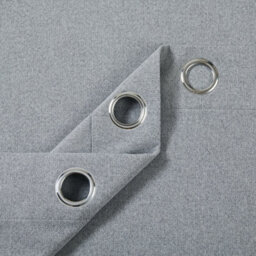 Ameha Plain Blackout Eyelet Curtain Thermal Insulated Linen Textured Bedroom Window Ringtop Curtain Pair With Tie Backs (Grey, 46'x54') - thumbnail 4