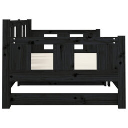 Berkfield Pull-Out Day Bed Black Solid Wood Pine 2X(80X200) Cm - thumbnail 9