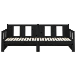 Berkfield Pull-Out Day Bed Black Solid Wood Pine 2X(80X200) Cm - thumbnail 8