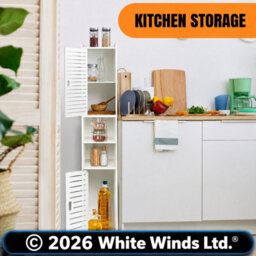 5-Tier Mirrored Bathroom Storage Cabinet, Tall Pvc Floor Standing Cupboard Unit For Bathroom, Bedroom & Living Room Organization - thumbnail 6