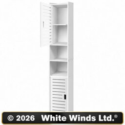 5-Tier Mirrored Bathroom Storage Cabinet, Tall Pvc Floor Standing Cupboard Unit For Bathroom, Bedroom & Living Room Organization - thumbnail 5