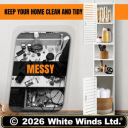 5-Tier Mirrored Bathroom Storage Cabinet, Tall Pvc Floor Standing Cupboard Unit For Bathroom, Bedroom & Living Room Organization - thumbnail 2