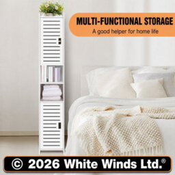 5-Tier Mirrored Bathroom Storage Cabinet, Tall Pvc Floor Standing Cupboard Unit For Bathroom, Bedroom & Living Room Organization - thumbnail 7