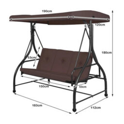 Garden Patio Swing Chair 3 Seater Hammock Bench Convertible Canopy Cushion Seats - thumbnail 2
