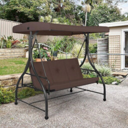 Garden Patio Swing Chair 3 Seater Hammock Bench Convertible Canopy Cushion Seats - thumbnail 3