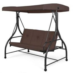 Garden Patio Swing Chair 3 Seater Hammock Bench Convertible Canopy Cushion Seats