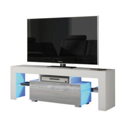 Floe Tv Unit 130Cm White & Grey With High Gloss Doors And Led Lighting - Creative Furniture - thumbnail 6