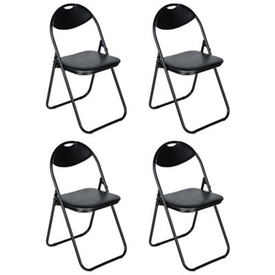 Nyxi Folding Chair Faux Leather Padded Black - Pack Of 4 - image 1