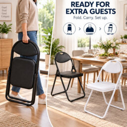 Nyxi Folding Chair Faux Leather Padded Black - Pack Of 4 - thumbnail 5