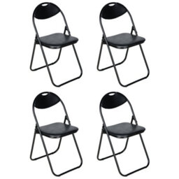 Nyxi Folding Chair Faux Leather Padded Black - Pack Of 4 - thumbnail 1