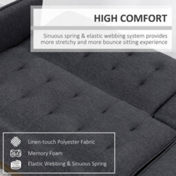 Homcom Upholstered Sofa Bed 3 Seater Home Theater With Storage Grey - thumbnail 7