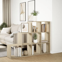 Berkfield Room Divider Bookcase 3-Tier Sonoma Oak 137.5X29X103.5 Cm Engineered Wood - thumbnail 4