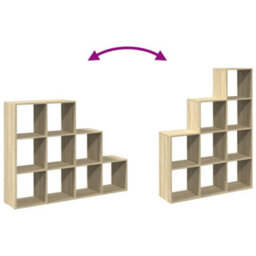 Berkfield Room Divider Bookcase 3-Tier Sonoma Oak 137.5X29X103.5 Cm Engineered Wood - thumbnail 8