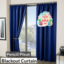 Ameha Navy Blackout Curtain Pencil Pleat Curtain 66''x72'' Thick Thermal Insulated Curtains Pair Living Room Decor Uk - thumbnail 1