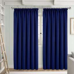 Ameha Navy Blackout Curtain Pencil Pleat Curtain 66''x72'' Thick Thermal Insulated Curtains Pair Living Room Decor Uk - thumbnail 4