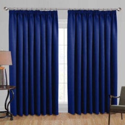 Ameha Navy Blackout Curtain Pencil Pleat Curtain 66''x72'' Thick Thermal Insulated Curtains Pair Living Room Decor Uk - thumbnail 5