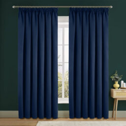 Ameha Navy Blackout Curtain Pencil Pleat Curtain 66''x72'' Thick Thermal Insulated Curtains Pair Living Room Decor Uk - thumbnail 6