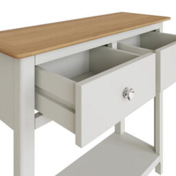 Fwstyle Taberno 2 Drawer Console Hall Table White Linen (H) 76 (W) 85 (D) 30Cm - thumbnail 5