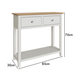 Fwstyle Taberno 2 Drawer Console Hall Table White Linen (H) 76 (W) 85 (D) 30Cm - thumbnail 6