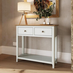 Fwstyle Taberno 2 Drawer Console Hall Table White Linen (H) 76 (W) 85 (D) 30Cm