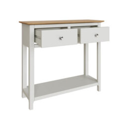 Fwstyle Taberno 2 Drawer Console Hall Table White Linen (H) 76 (W) 85 (D) 30Cm - thumbnail 3