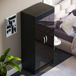 Lassic Vida Designs Hulio Black High Gloss 2 Door Wardrobe (H)1700mm (W)760mm (D)470mm - thumbnail 4