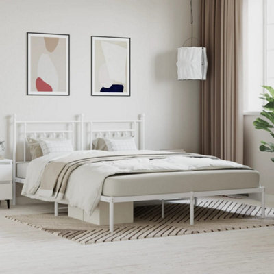 Vidaxl Metal Bed Frame Without Mattress With Headboard White 180X200Cm - image 1