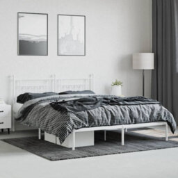 Vidaxl Metal Bed Frame Without Mattress With Headboard White 180X200Cm - thumbnail 4