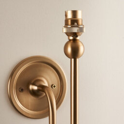 Loops Elegant Dimmable Wall Light With Aged Brass Finish And Blue Fabric Shade - thumbnail 6