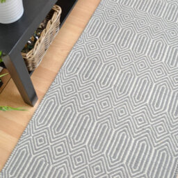 Silver Geometric Handmade Luxurious Modern Wool Easy To Clean Rug Dining Room Bedroom And Living Room-66 X 200Cm (Runner) - thumbnail 4