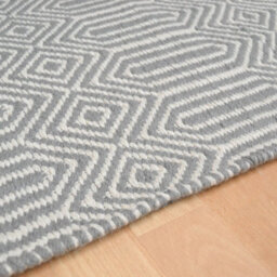 Silver Geometric Handmade Luxurious Modern Wool Easy To Clean Rug Dining Room Bedroom And Living Room-66 X 200Cm (Runner) - thumbnail 3