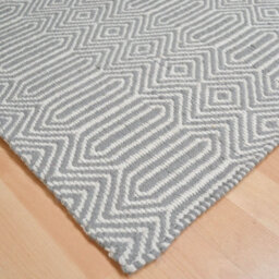 Silver Geometric Handmade Luxurious Modern Wool Easy To Clean Rug Dining Room Bedroom And Living Room-66 X 200Cm (Runner) - thumbnail 2