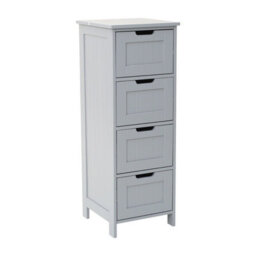 Xample Bathroom Storage Cabinet 4 Drawer Free-Standing Cupboard Slim Organizer For Towels & Toiletries Modern Grey Design - thumbnail 4