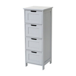 Xample Bathroom Storage Cabinet 4 Drawer Free-Standing Cupboard Slim Organizer For Towels & Toiletries Modern Grey Design - thumbnail 5