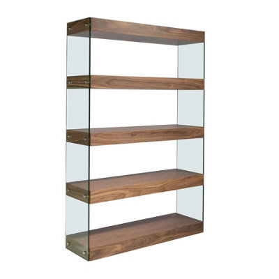 Angel Cerda Stylish Walnut And Glass Shelf Bookcase For Modern Homes - image 1