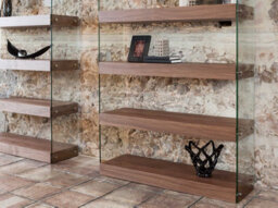 Angel Cerda Stylish Walnut And Glass Shelf Bookcase For Modern Homes - thumbnail 6