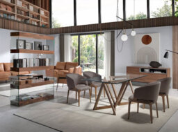 Angel Cerda Stylish Walnut And Glass Shelf Bookcase For Modern Homes - thumbnail 3