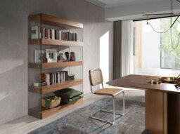 Angel Cerda Stylish Walnut And Glass Shelf Bookcase For Modern Homes - thumbnail 2