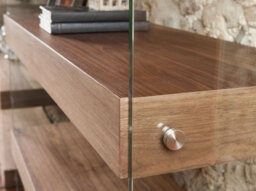 Angel Cerda Stylish Walnut And Glass Shelf Bookcase For Modern Homes - thumbnail 4
