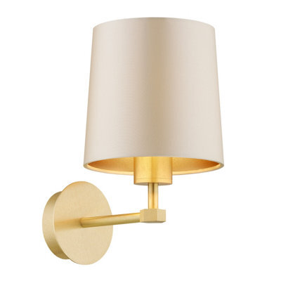 Luminosa Lighting Luminosa Princeton Wall Lamp With Shade Beige (Gold Inside), Brushed Brass - image 1