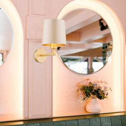Luminosa Lighting Luminosa Princeton Wall Lamp With Shade Beige (Gold Inside), Brushed Brass - thumbnail 3