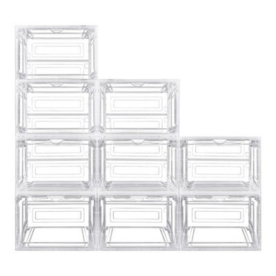 9Pcs Shoe Storage Shoe Boxes Clear Plastic Stackable Shoe Organizer - image 1