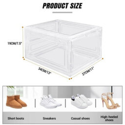 9Pcs Shoe Storage Shoe Boxes Clear Plastic Stackable Shoe Organizer - thumbnail 2