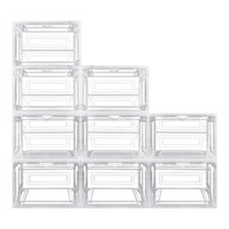 9Pcs Shoe Storage Shoe Boxes Clear Plastic Stackable Shoe Organizer - thumbnail 1