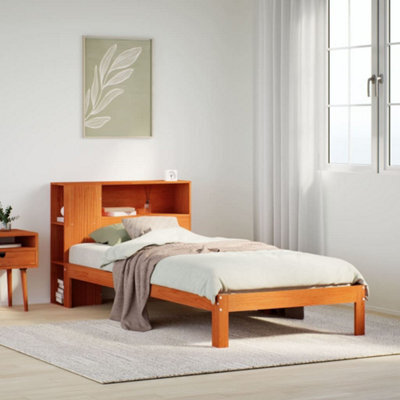 Berkfield Bookcase Bed Without Mattress Wax Brown 100X200Cm Solid Wood Pine - image 1