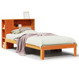 Berkfield Bookcase Bed Without Mattress Wax Brown 100X200Cm Solid Wood Pine - thumbnail 2